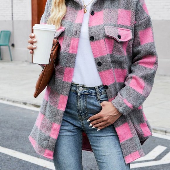 Pink and Grey Shacket - Picture 1 of 3